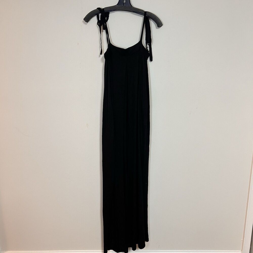 Good Time USA Black Wide Leg Maxi Romper Tie Strap Jumpsuit NWT Medium